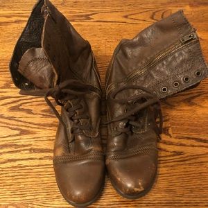 Steve Madden brown leather combat boots